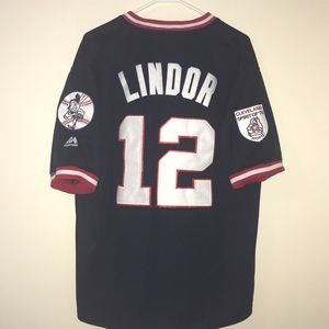 Francisco Lindor #12 Cleveland Indians Jersey Navy